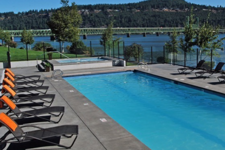 Poolside and Columbia River views at the Best Western Plus Hood River Inn