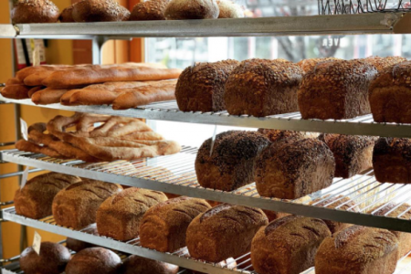 Freshly baked loaves of bread at Pine Street Bakery