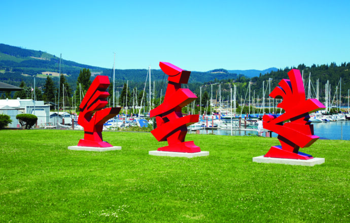 Sculpture park near marina on Columbia River