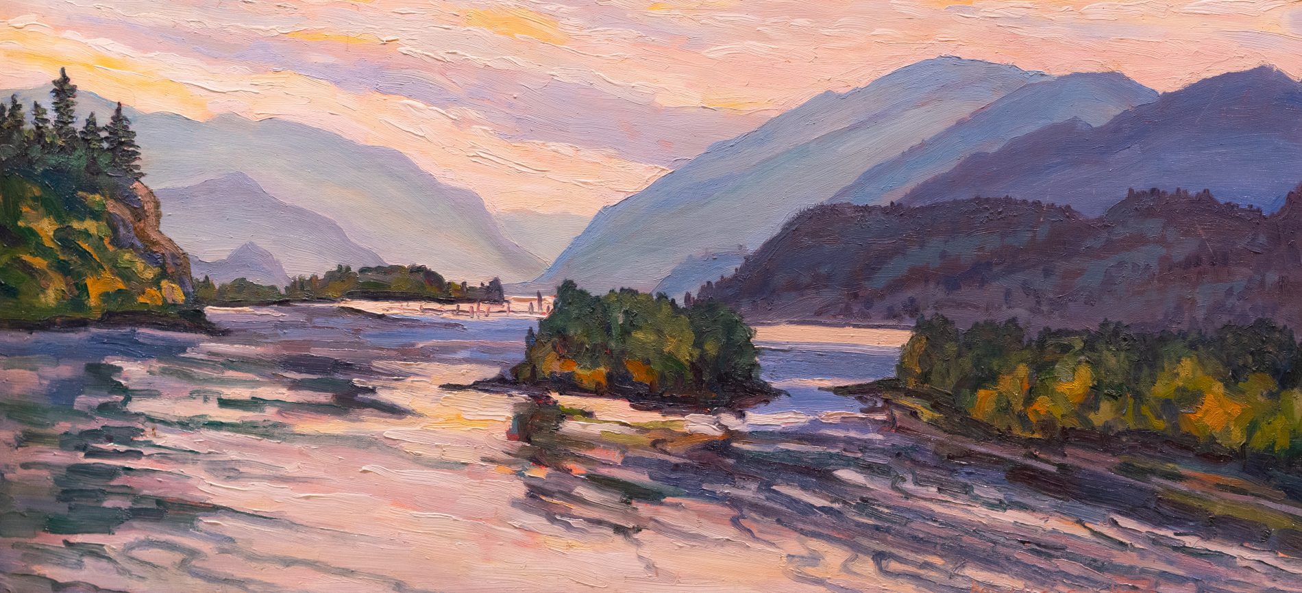 A painting of the Columbia River