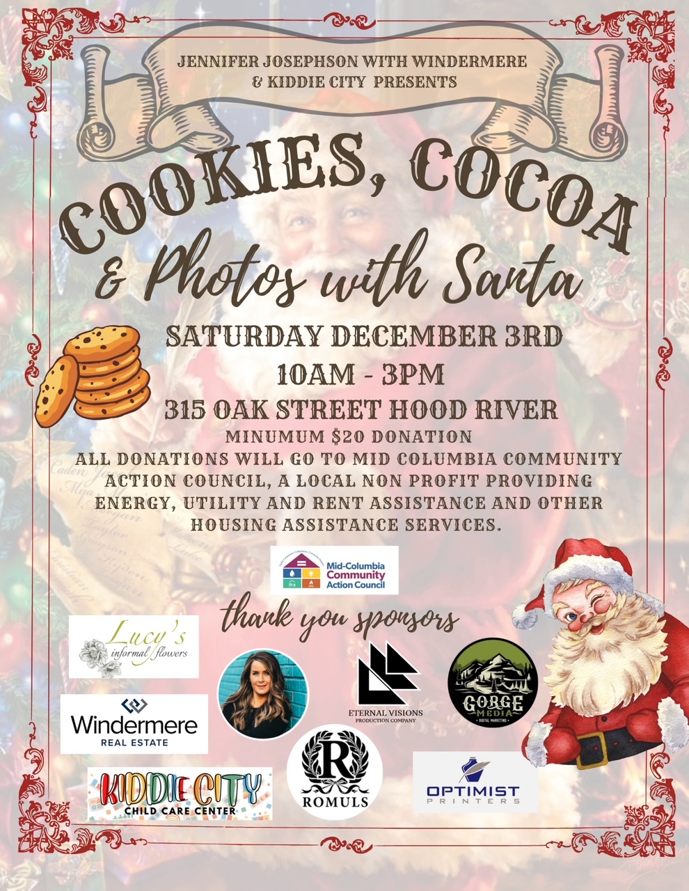 Cookies Cocoa And Photos With Santa Visit Hood River