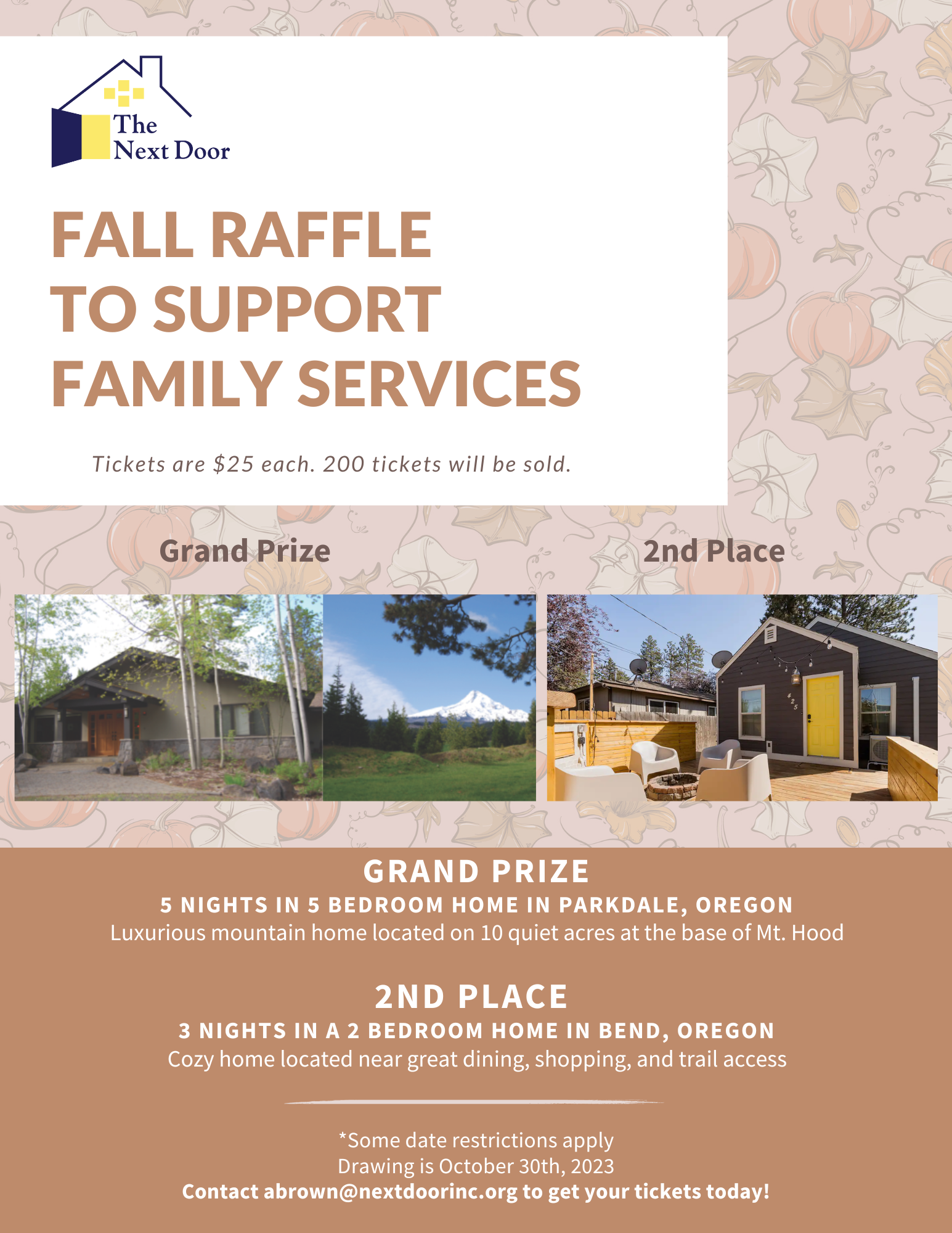 Fall Raffle to Support Family Services at The Next Door, Inc. Visit Hood River
