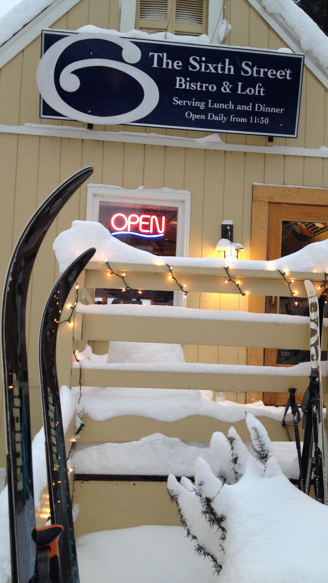 Snow day at Sixth Street Bistro in Hood River, OR