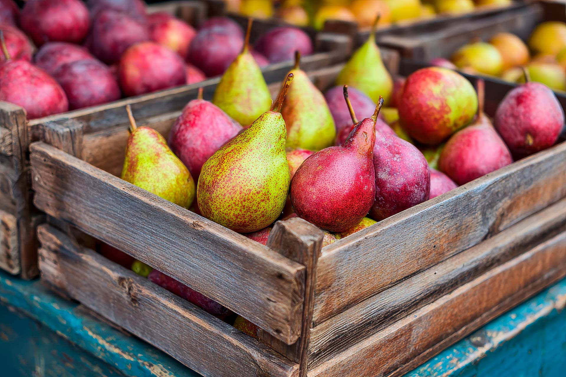 A wooden box of fresh pairs in Hood River.
