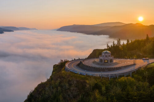 Crown Point sunrise with cloud inversion